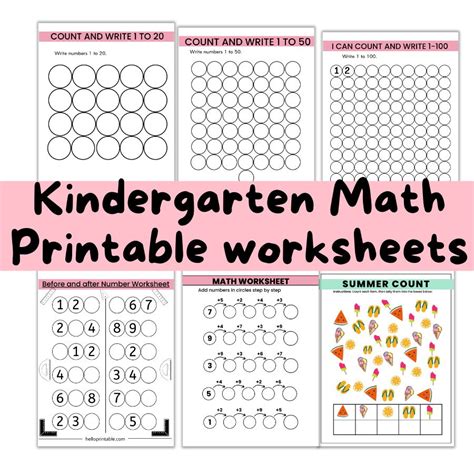 Kindergarten Math Printable Worksheets Summer Practice Worksheet For