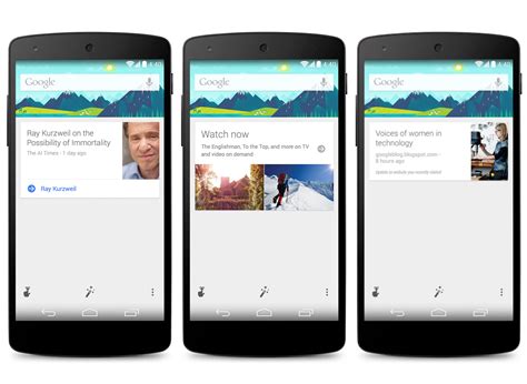 Google now proactively delivered information to users to predict (based on search habits and other factors) information they may need in the form of informational cards. Google Search update brings new Google Now cards, Google Experience Launcher functionality, and ...