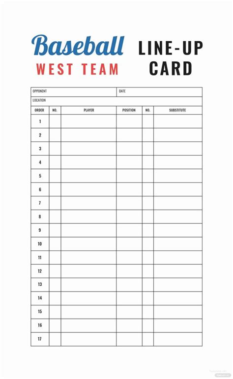 Baseball Lineup Template Free Printable Templates Download