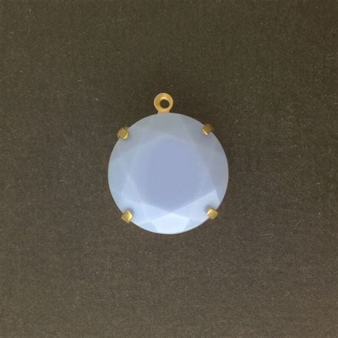 Vintage Opaque Periwinkle Faceted Glass Stone 1 Loop Brass Etsy