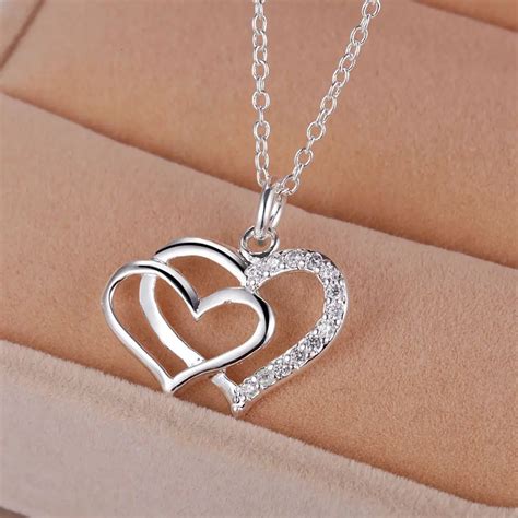 Love Heart Beautifulsilver Plated Necklace Silver Pendant Jewelry Ypgyqhff Sxnpihco Aliexpress