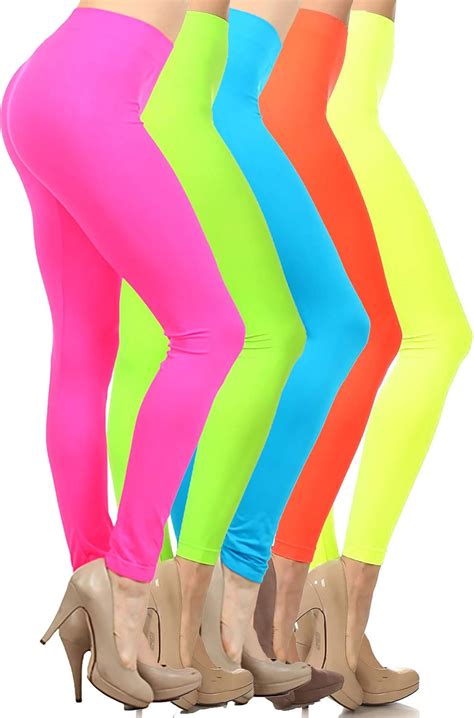 5 pack neon fluorescent bright colorful seamless leggings clothing