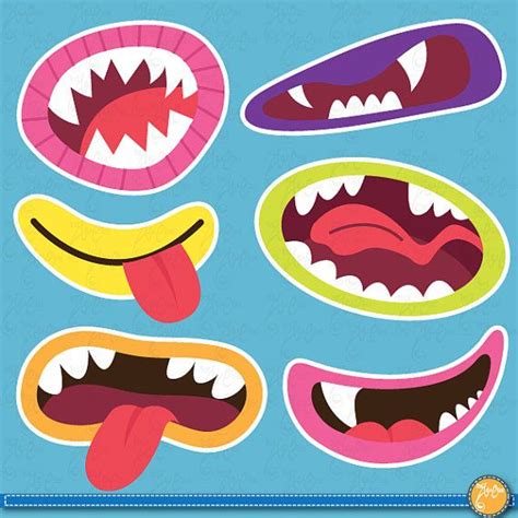 Cute Monsters Mouths Digital Clip Art Set Monster Grin Lcm007