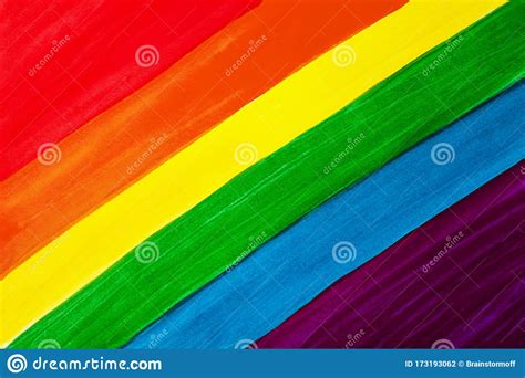 Hand Drawn Rainbow Striped Watercolor Background Close Up Lgbt