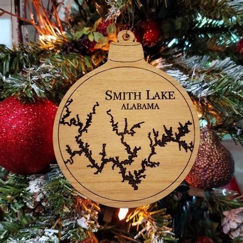 Smith Lake Nautical Map Wood Christmas Ornament Coastal Christmas