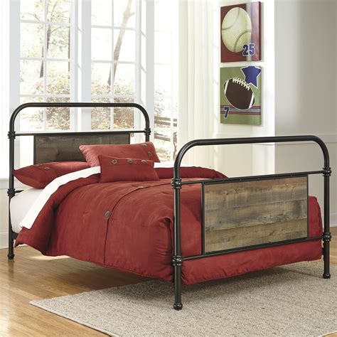Trinell Twin Metal Bed With Rustic Finish Panels By Signature Design By