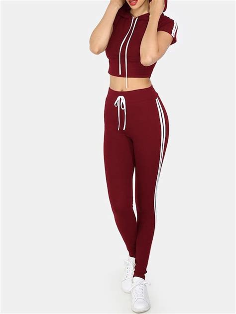 medium striped crop tee with tie waist pants sporty outfits mode outfits fashion outfits two