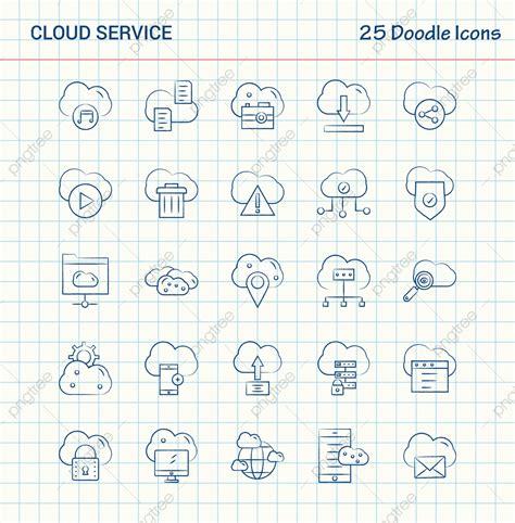 Hand Drawn Doodles Vector Hd Png Images Cloud Service 25 Doodle Icons