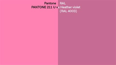 Pantone 211 U Vs Ral Heather Violet Ral 4003 Side By Side Comparison