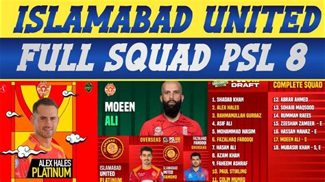 Islamabad United Complete Squad For Psl 8 Psl 2023 Islamabad United