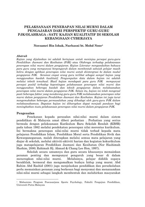 Ceritakan peristiwa yang kamu saksikan itu. (PDF) PELAKSANAAN PENERAPAN NILAI MURNI DALAM PENGAJARAN ...