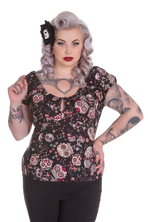 Hell Bunny Plus Size Black Rockabilly Skull Love Top [hb6437black] 23 99 Mystic Crypt The