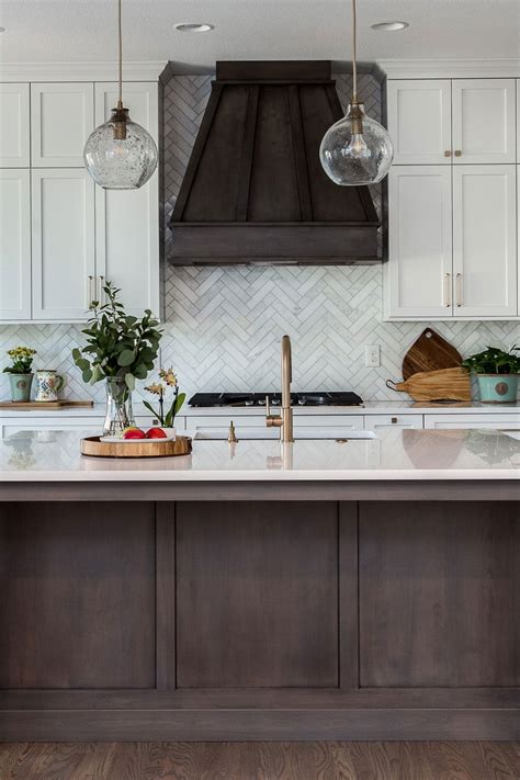 White Kitchens With Herringbone Backsplash Custom Kitchen Home