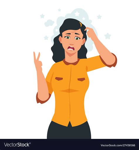 cartoon stressed woman frustrated girl character vector image