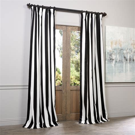 Exclusive Fabrics Cabana Black Stripe Cotton Curtain 1 Panel