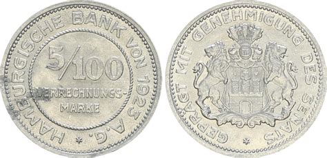 The hamburger bank was also assigned the municipal mint and the municipal grain warehouse, but these still on 24 july 1861 a cooperative bank was founded with a similar name, the hamburger. Deutschland / Hamburg 5/100 Verrechnungsmarke Stadt ...