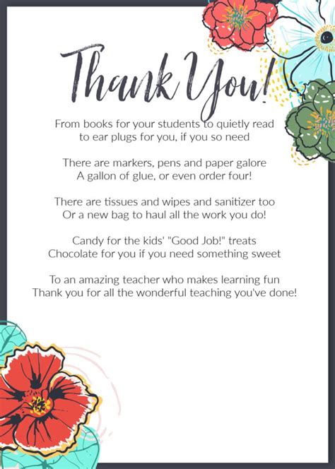 Teacher Appreciation T Card Printable Best Teacher Ts Teacher
