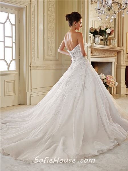 Gorgeous Ball Gown Strapless Sweetheart Applique Beaded Crystal Wedding