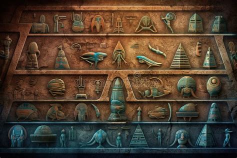 Alien Pyramid Hyeroglyphs Spaceship Ufo Over Pyramids Aliens And Egyptians Illustration