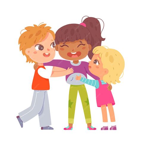 Premium Vector Hug Support And Care From Kids To Best Friend Sad