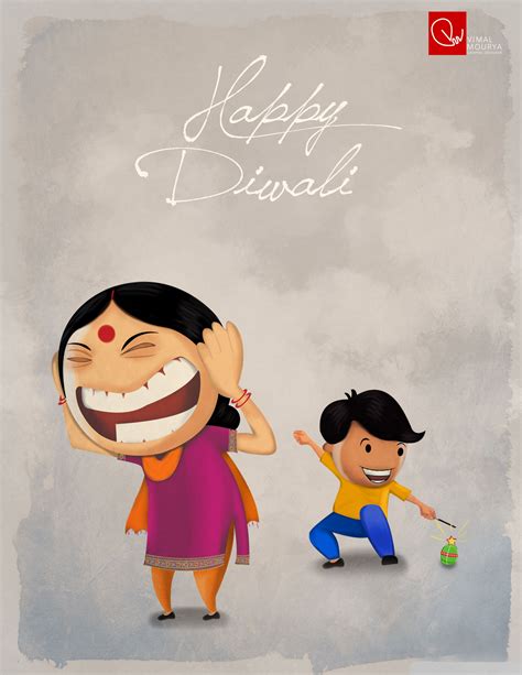 Happy Diwali Cartoon
