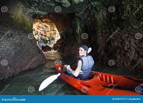 Kayaking In The Cave Stock Image Image Of Camera Kayaking 62014713