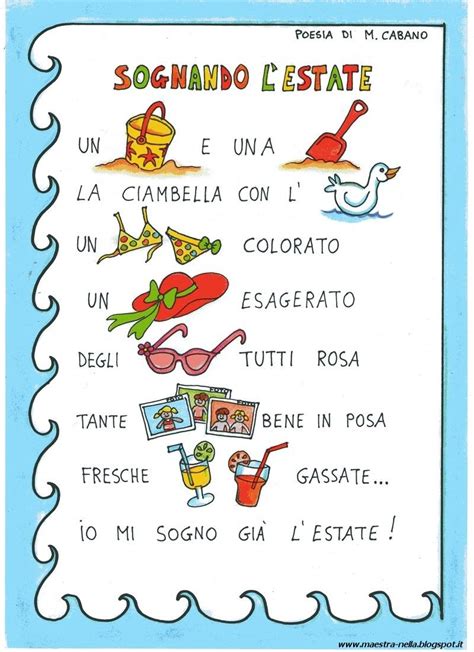 Poesia Illustrata E Colorata Sull Estate Filastrocche Filastrocche