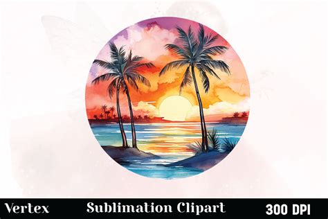 Watercolor Tropical Sunsets Illustration Graphic By Vertex · Creative Fabrica