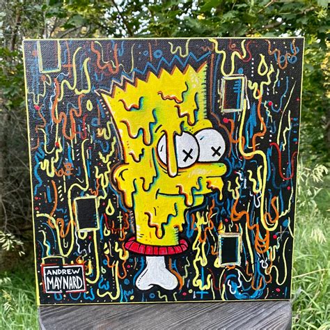 Melting Away Bart Simpson Surreal Acrylic Painting Cartoon Etsy