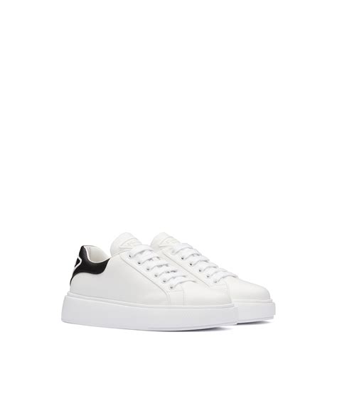Whiteblack Leather Sneakers Prada