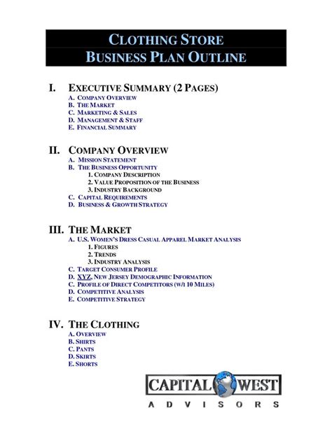 Clothing Business Plan Template Free Download