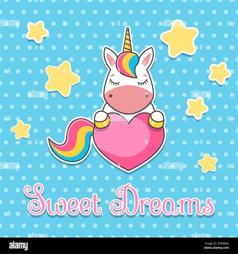 Postcard Sweet Dreams Unicorn And Heart Pastel Palette Cute Simple