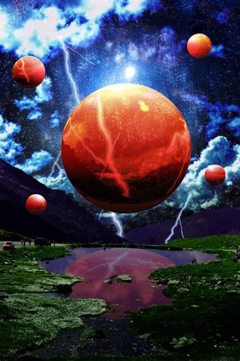 An Artists Rendering Of Planets Floating In The Sky