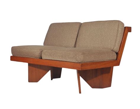 Midcentury Craftsman Modern Plywood Loveseat Or Sofa After Frank Lloyd