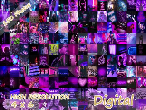 Neon Purple Aesthetic Wall Collage Kit 150 PCS Boujee Room Etsy