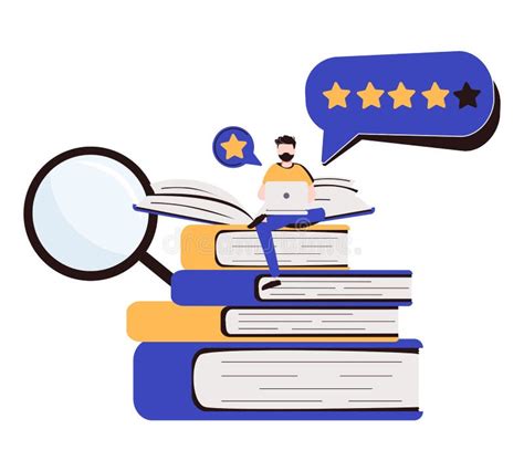 Book Review Vector Illustration Reading Feedback Flat Tiny Persons