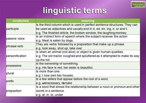 Vocabulary List Of Linguistic Terms Mingle Ish