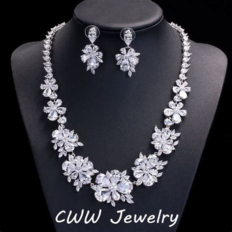 Cwwzircons Luxury Bridal Jewelry Sets Sparkling Cubic Zirconia Crystal