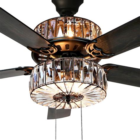 Clear crystal led ceiling fan with light. Caged Crystal Ceiling Fan