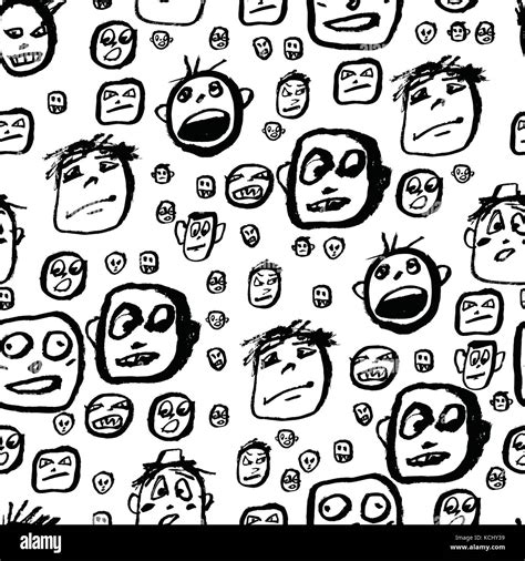 Doodles Faces Pattern Stock Vector Image And Art Alamy