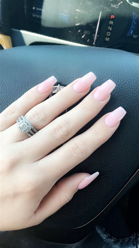 Light Pink Coffin Gel Nails Tips Color Short Acrylic Nails