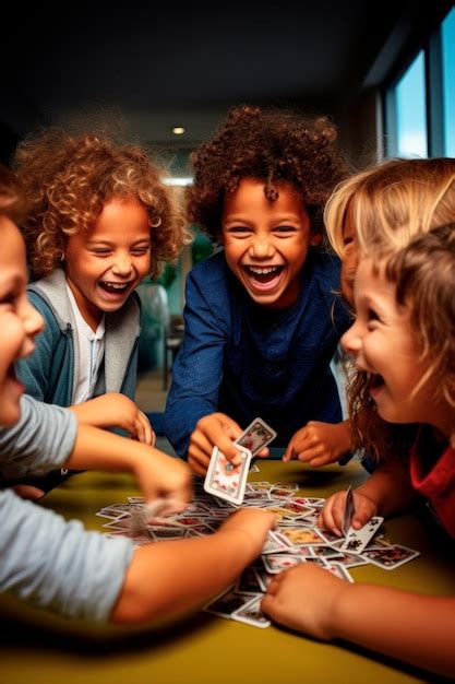 Premium Ai Image Kids Playing A Card Game Together Ai Generative