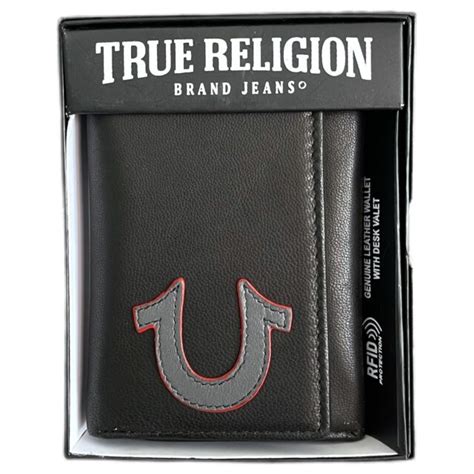 True Religion Mens Leather Black Trifold Wallet Turner Tr Rfid