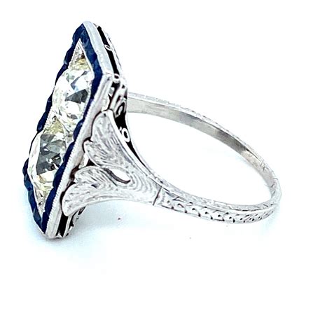 Estate Art Deco Sapphire And Diamond Ring In Platinum Jewelry By Designs