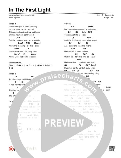 In The First Light Chords Pdf Todd Agnew Praisecharts