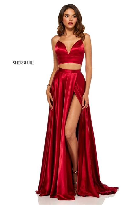 Sherri Hill 52488 Tie Back 2 Piece Prom Dress Vestidos De Fiesta Rojos Moldes Vestidos De