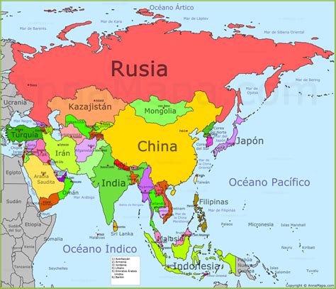 Mapa De Asia Mapa Politico De Asia Países De Asia