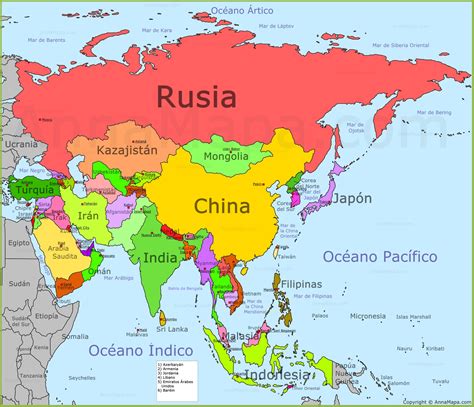 mapa de asia mapa politico de asia países de asia