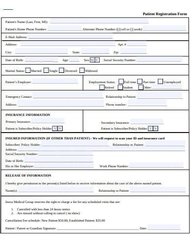 Free Printable Patient Registration Form