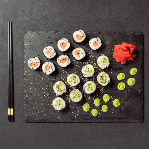 California Roll And Avocado Maki Sushi Roll Stock Image Image Of